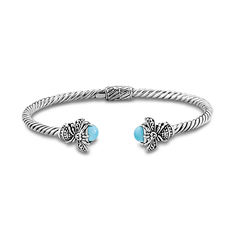 Samuel B. Sterling Silver Larimar Bumble Bee Cable Bangle (96965)
