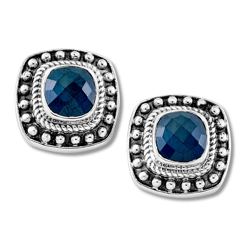Samuel B. Sterling Silver Stud Earrings with cushion cut Black Onyx. From our signature collection, Royal Bali™ featuring designs handcrafted using sterling silver and genuine gemstones.