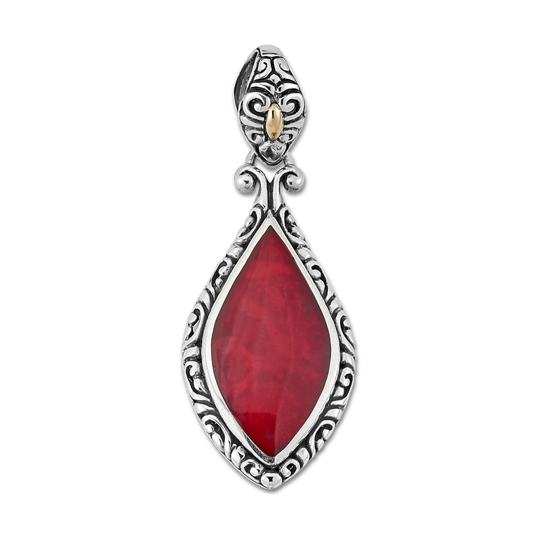 Samuel B. Sterling Silver and 18K Yellow Gold Red Pendant (96994)