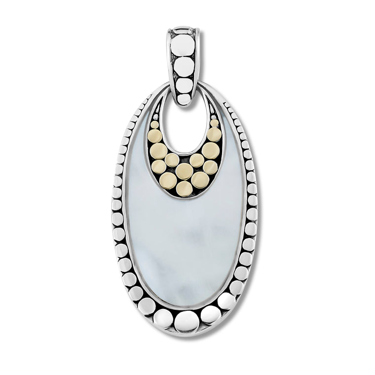Samuel B. Sterling Silver and 18K Yellow Gold Mother-of-Pearl Dot Design Pendant (96996)