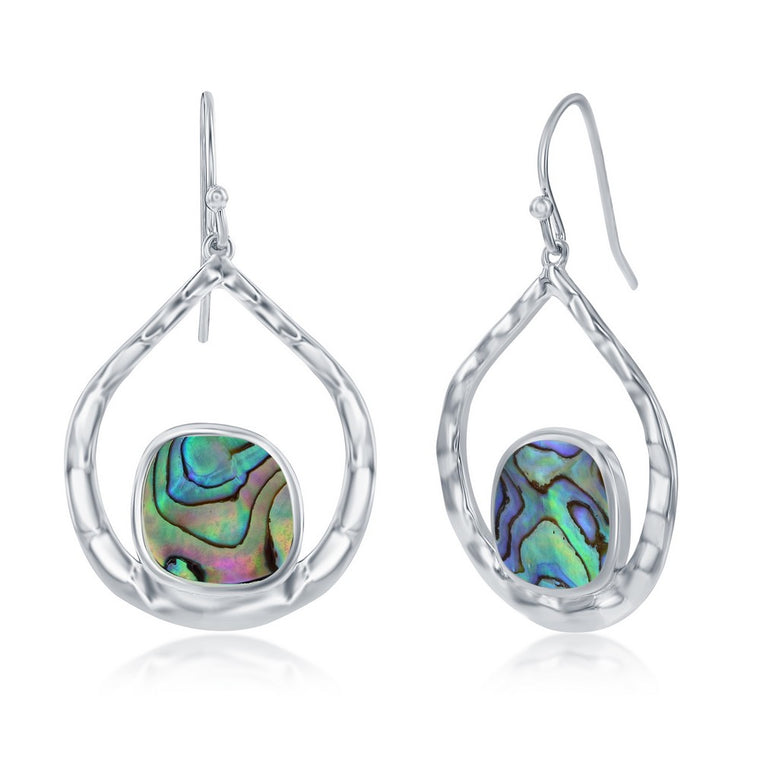 Sterling Silver Abalone Open Pear Shape Earrings (97572)