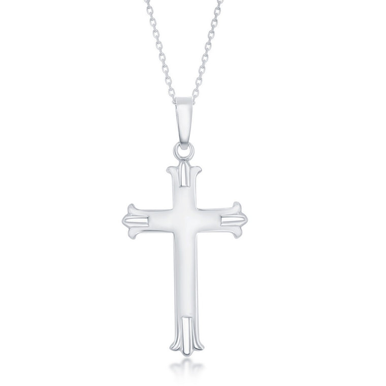Sterling Silver Designed Cross Pendant with Chain (97576)