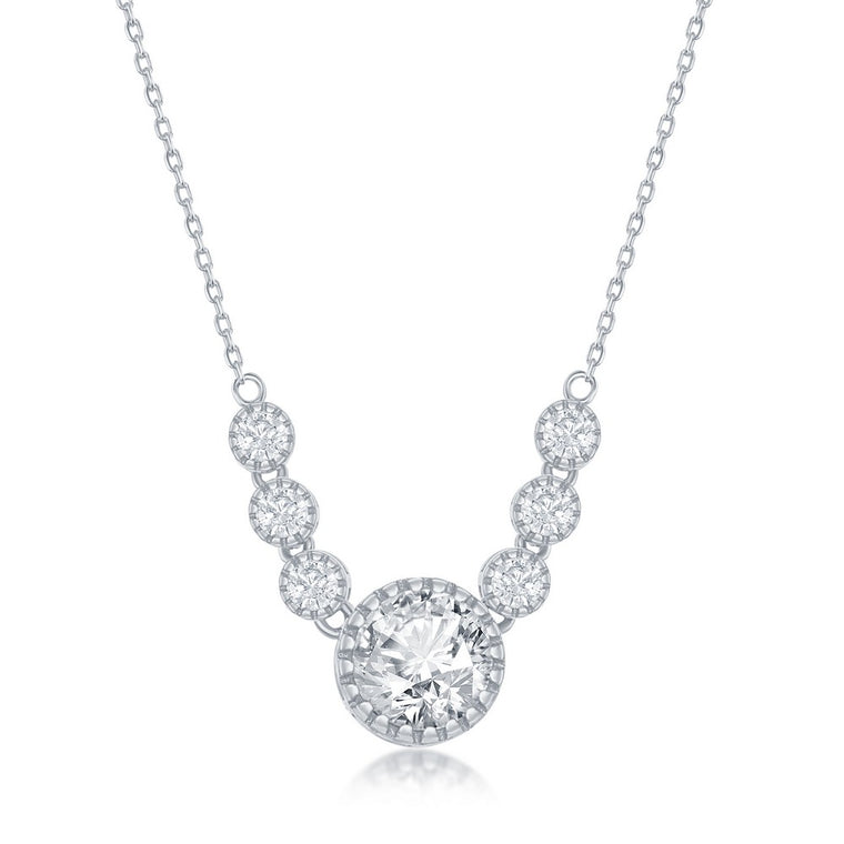 Sterling Silver CZ Multi Stone Necklace (97597)