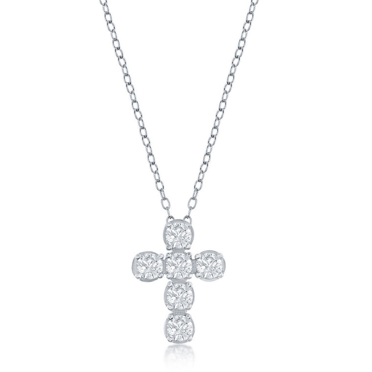 Sterling Silver CZ Cross Necklace (97599)