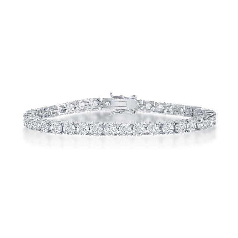 Sterling Silver 4mm Cubic Zirconia Tennis Bracelet, 7.5