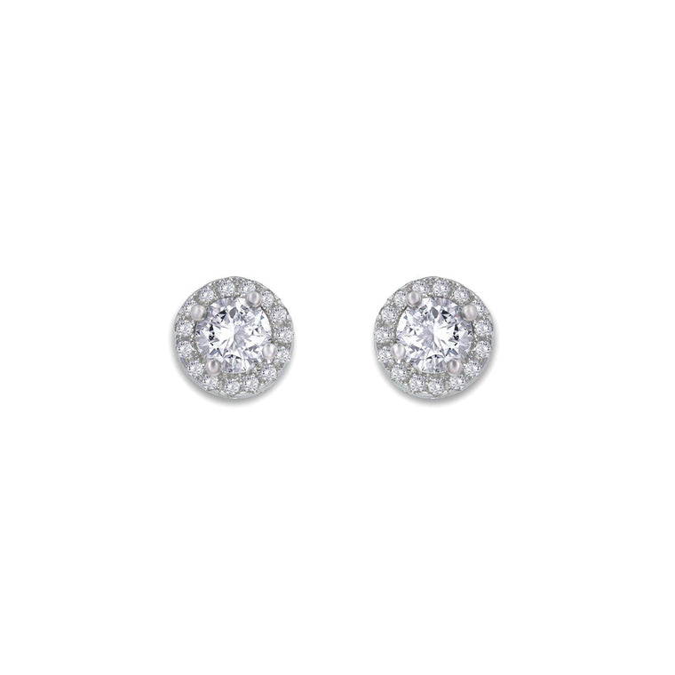 Anna Zuckerman Sterling Silver Cubic Zirconia Halo Earrings (97695)