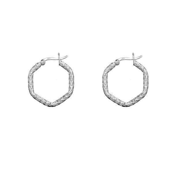 Sterling Silver 7 Sided Square Hoop Earrings (73743)