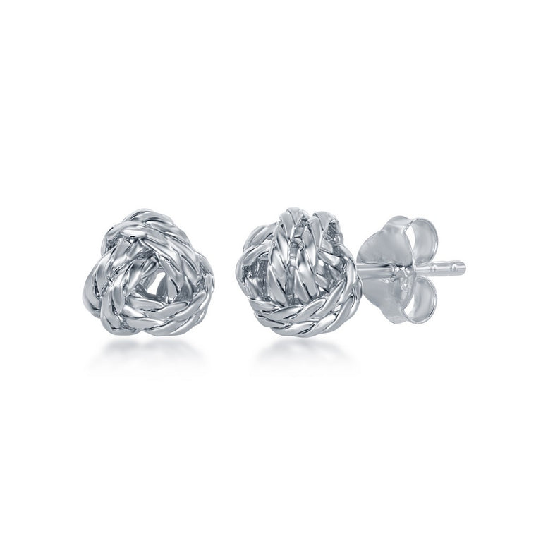 Sterling Silver Diamond Cut Love Knot Stud Earrings (95769)