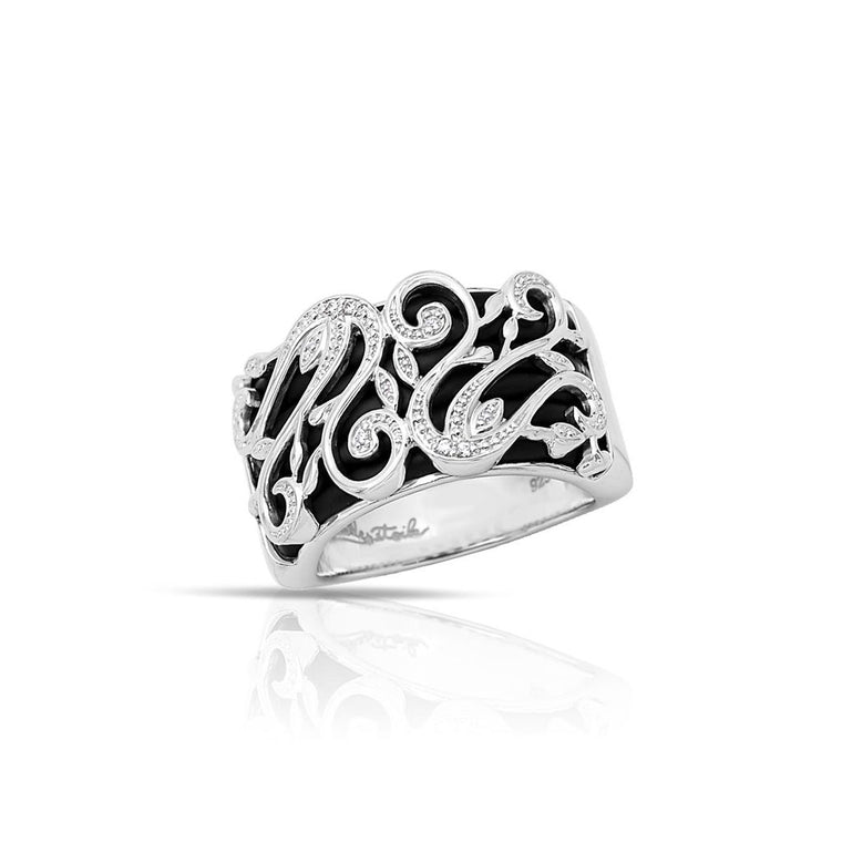 Belle e'toile Sterling Silver Andante Black Rubber Ring, Size 7 (93035)