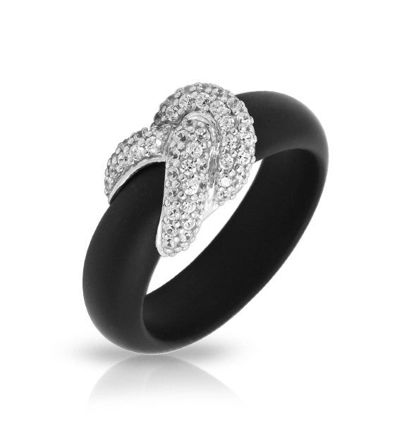 Belle e'toile Sterling Silver Ariadne Black Ring, Size 7 (81271)