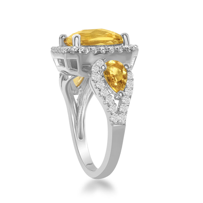 Bellissima Sterling Silver Citrine and White Topaz Ring, Size 6