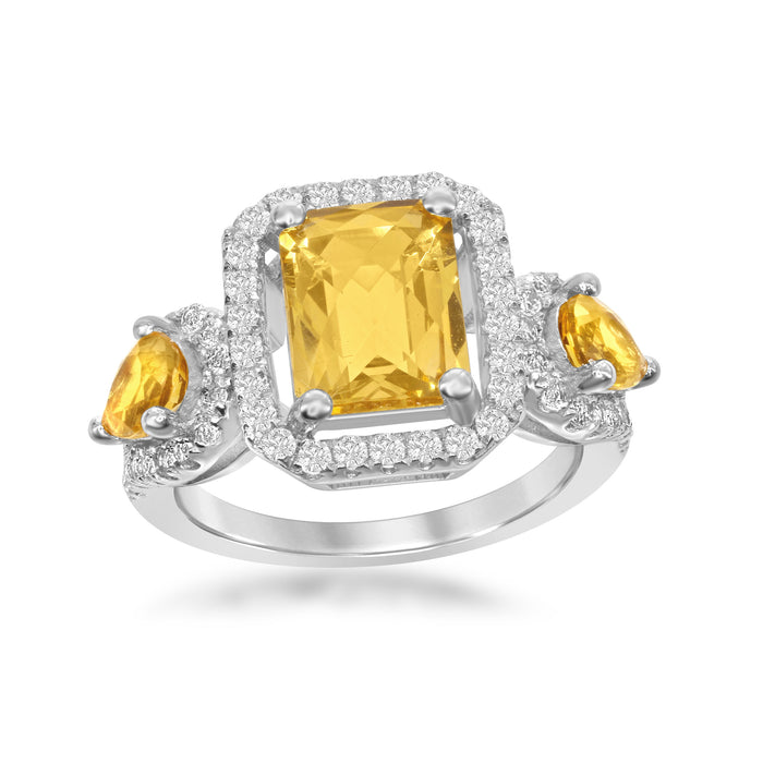 Bellissima Sterling Silver Citrine and White Topaz Ring, Size 6