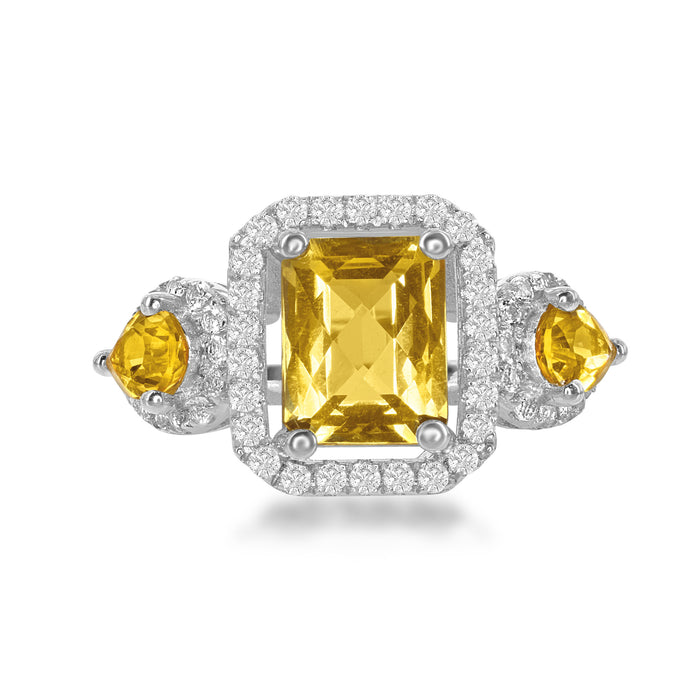 Bellissima Sterling Silver Citrine and White Topaz Ring, Size 6