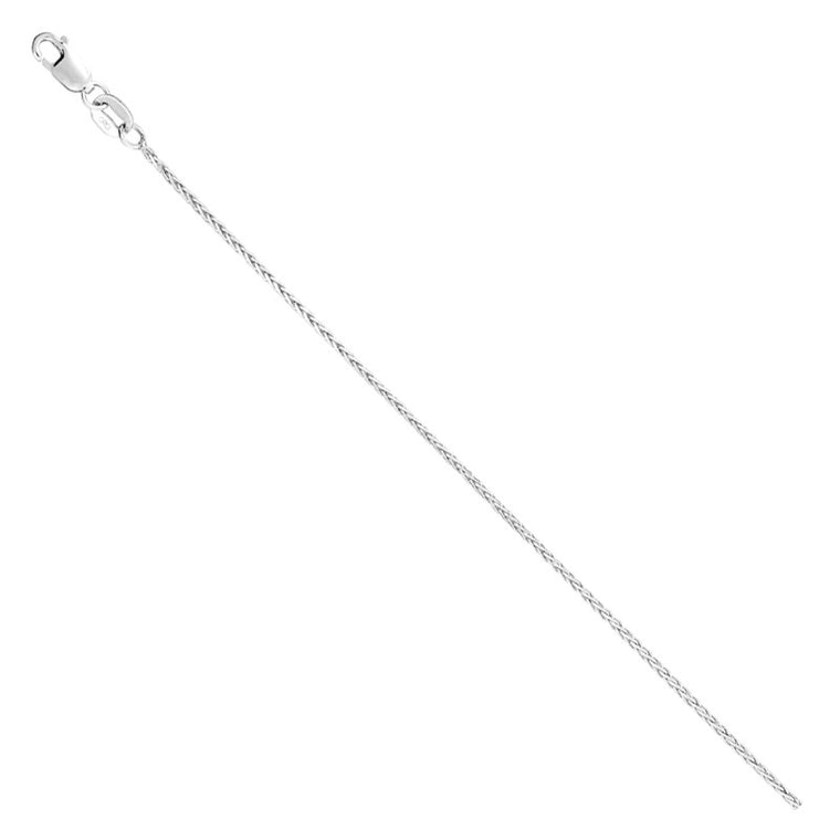 14K White Gold 1.2mm Diamond Cut Wheat Chain 20