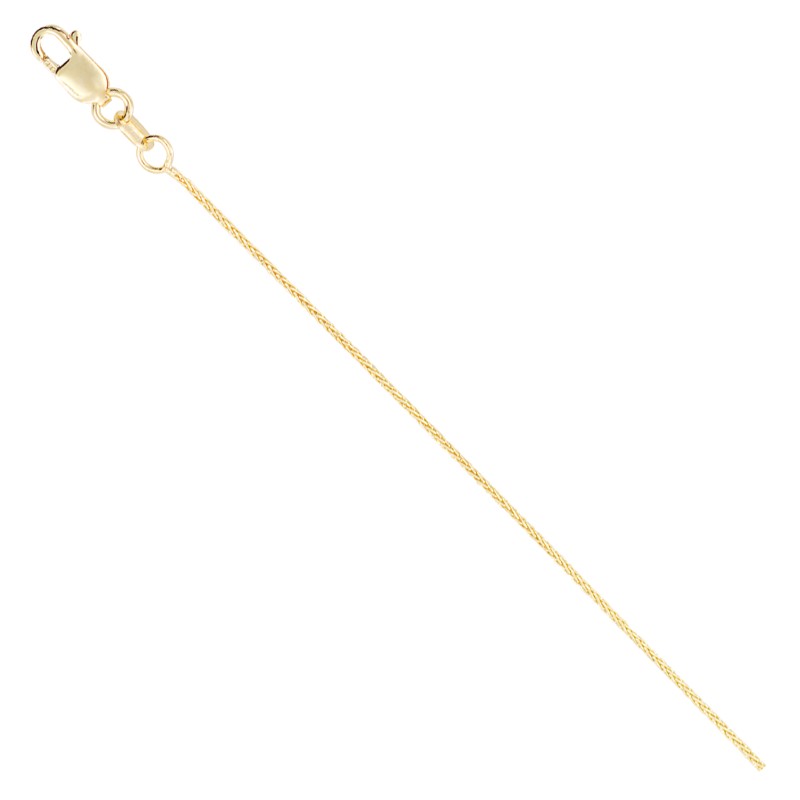 14K Yellow Gold .7mm Diamond Cut Superflex Wheat Chain,16".