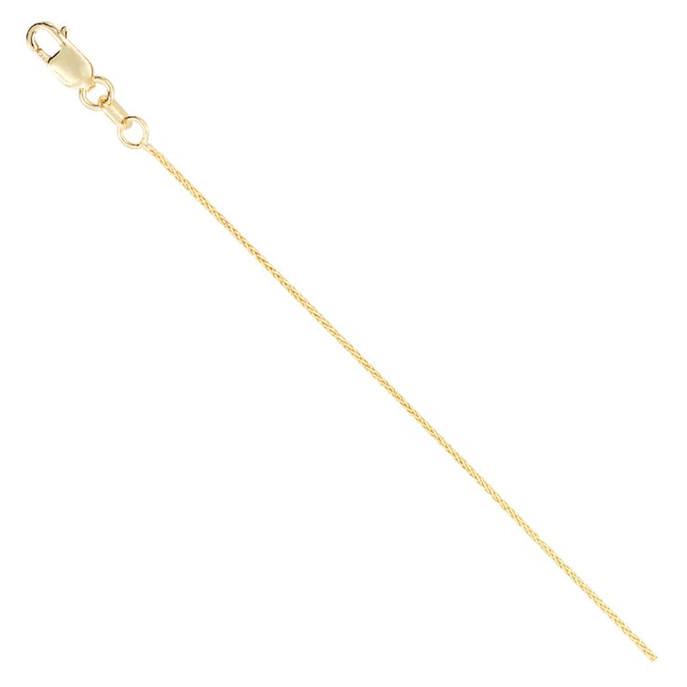 14K Yellow Gold .7mm Diamond Cut Wheat Chain 16