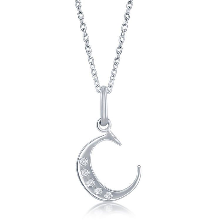 Sterling Silver 0.03cttw Diamond 'C' Initial Pendant (93116)