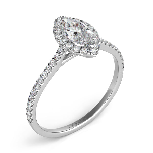 S. Kashi 14K White Gold .53ctw Marquise Halo Diamond Engagement Ring (82572)