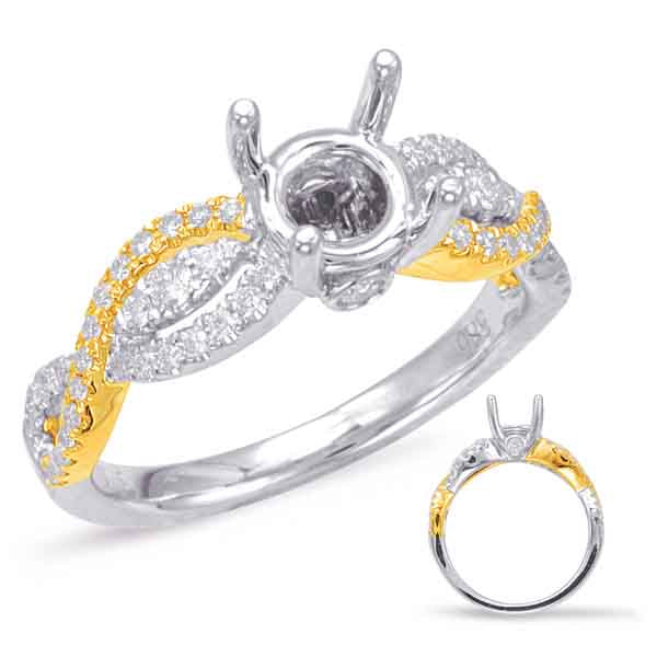 S. Kashi 14K White and Yellow Gold .31CTW Diamond Engagement Ring Semi-Mount (89877)