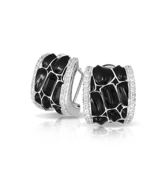 Belle e'toile Sterling Silver Coccodrillo Black Earrings