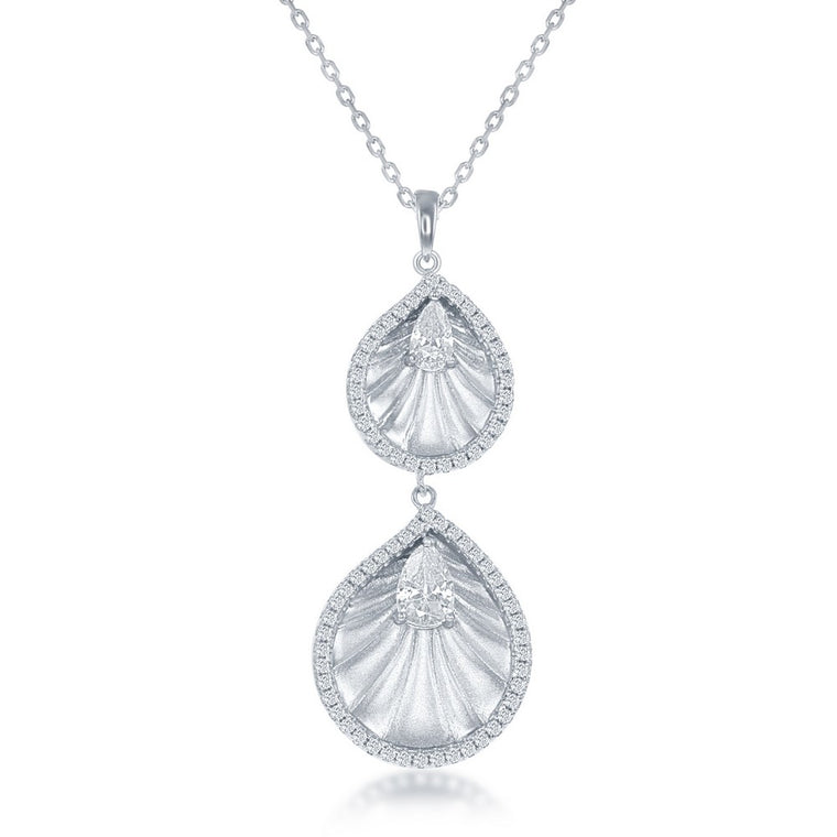 Sterling Silver Double CZ Teardrop Pendant (88622)