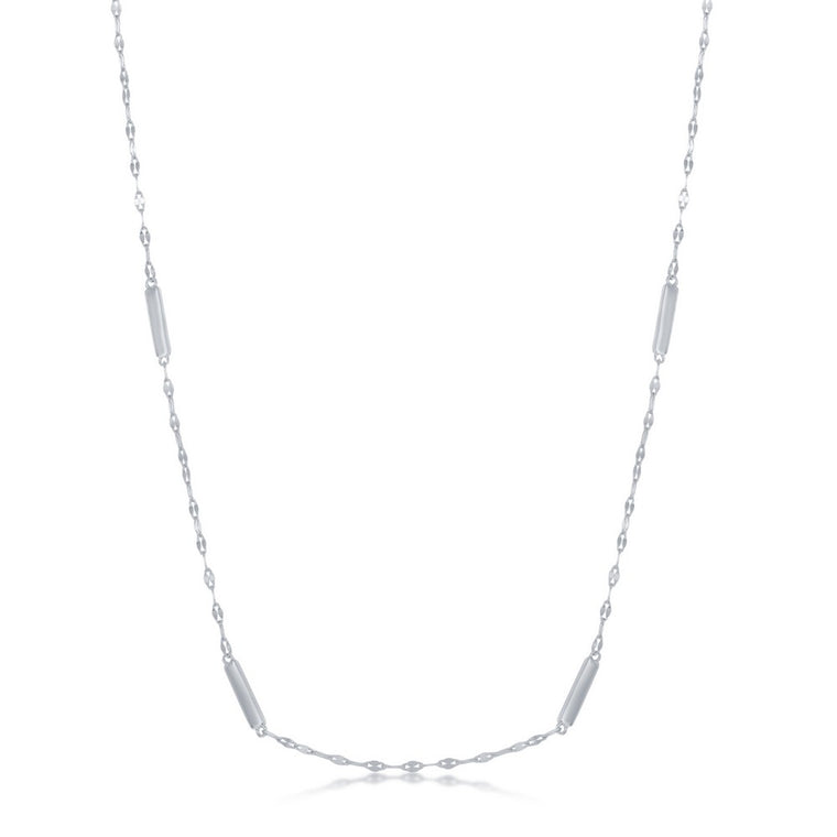 Sterling Silver Fancy Chain & Bars Necklace (92152)