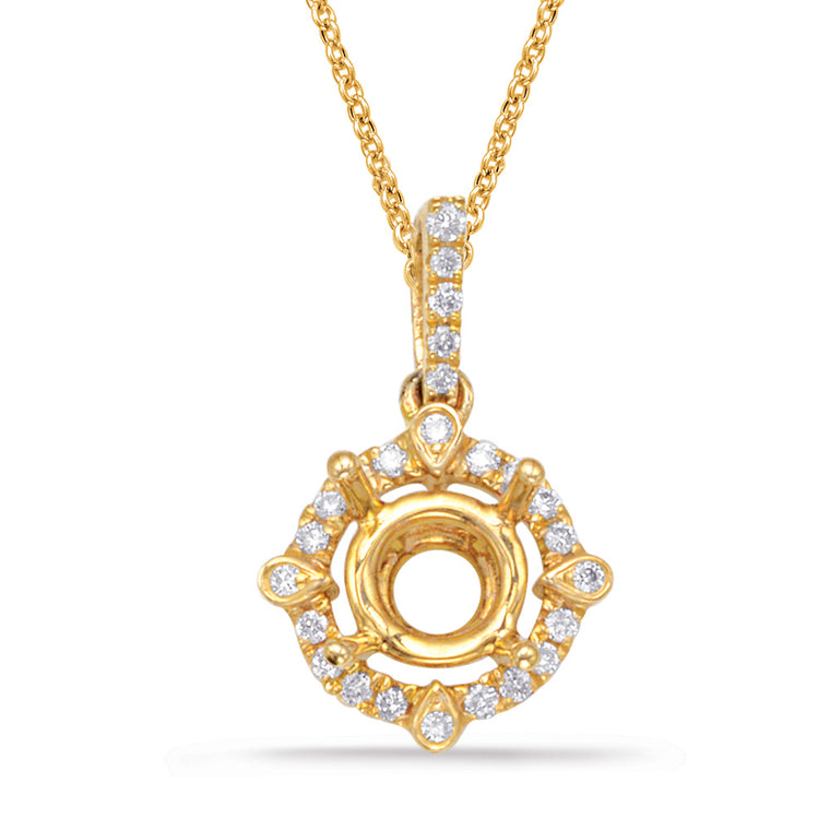 S. Kashi 14K Yellow Gold .10ctw Diamond Semi Mount Pendant (87363)