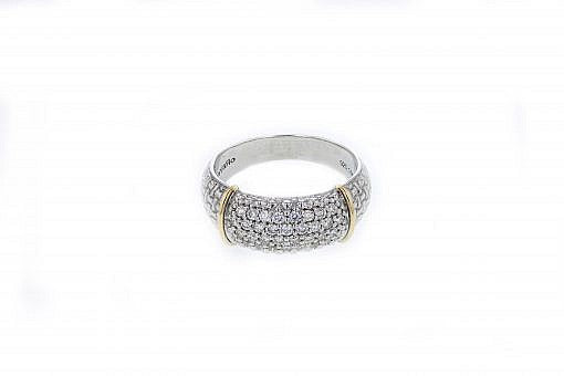 Piyaro Tessoro Collection Italian Sterling Silver ring with 0.51ct diamonds and 14K solid yellow gold accents