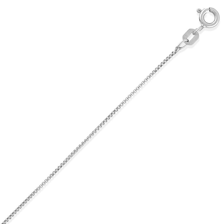 Sterling Silver .85mm Thin Round Box Chain Rhodium Plated, 16