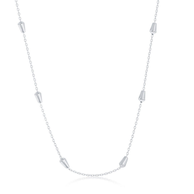 Sterling Silver Chain with Bullet Shaped Beads, 24