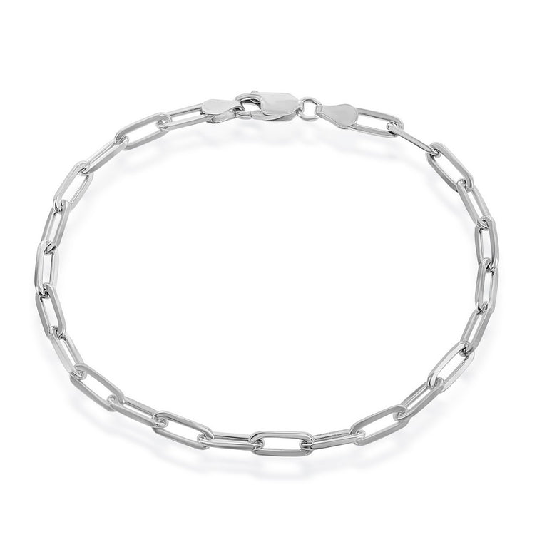 Sterling Silver 4mm Paper Clip Bracelet, 7