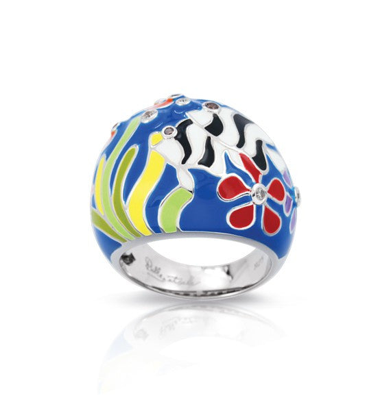 Belle e'toile Sterling Silver Angelfish Blue Ring, Size 7 (81288)