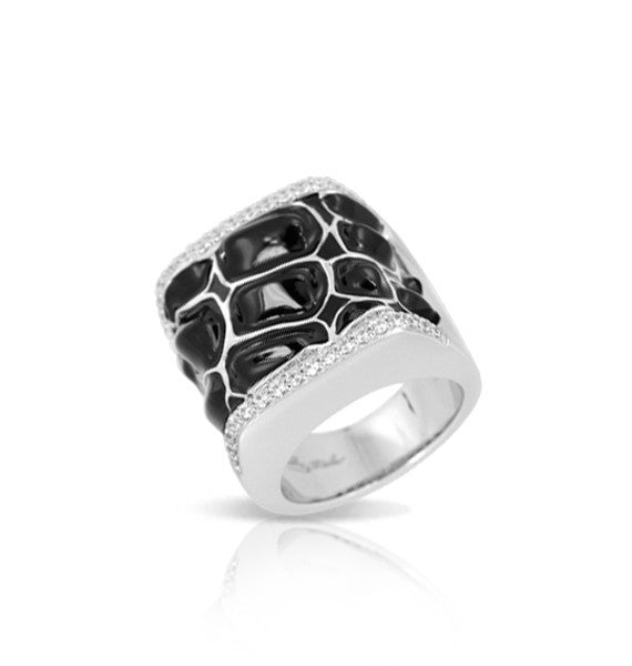Belle e'toile Sterling Silver Coccodrillo Black Ring, Size 7