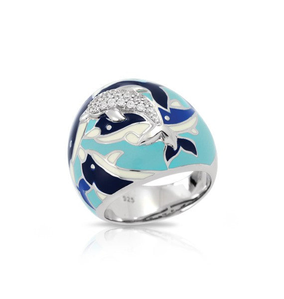 Belle e'toile Sterling Silver Delfino Blue Ring, Size 7 (81301)