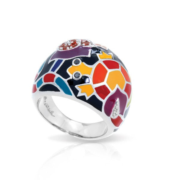 Belle e'toile Sterling Silver Galapagos Black Ring, Size 7