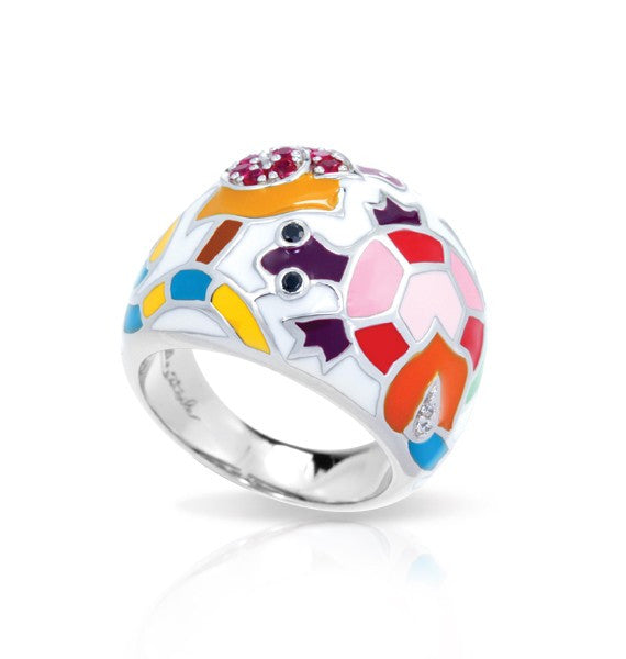 Belle e'toile Sterling Silver Galapagos White Ring, Size 7