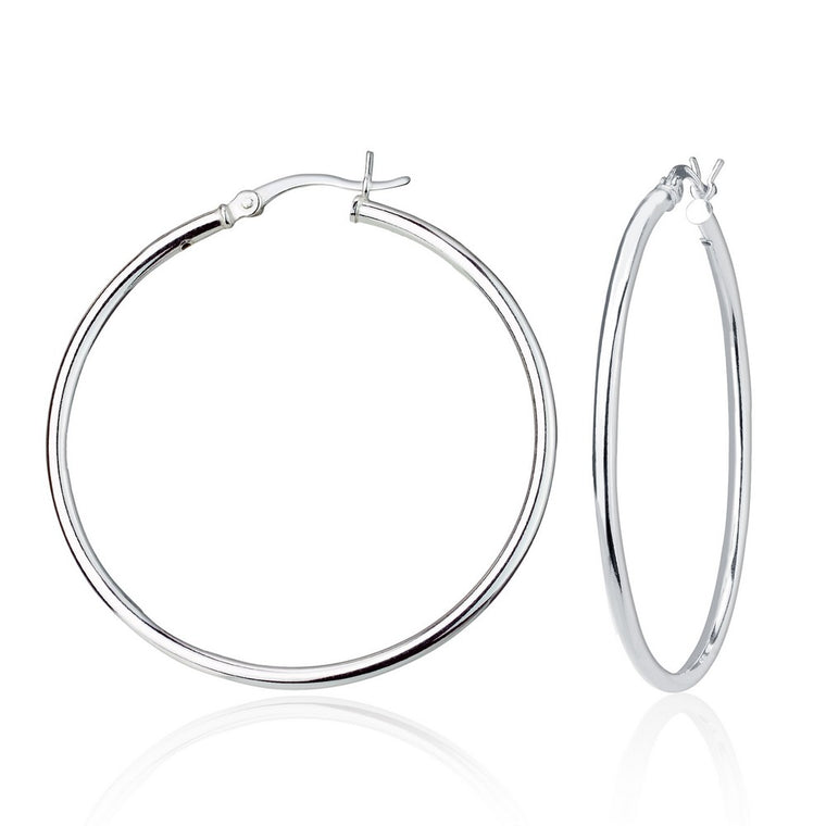Sterling Silver 2x40mm High-Polished Hoop Earrings (94885)