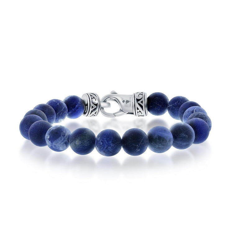 Stainless Steel 10mm Sodalite Bead Bracelet, 8.5