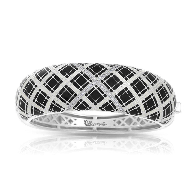 Belle e'toile Sterling Silver Tartan Black Bracelet, Medium (89852)