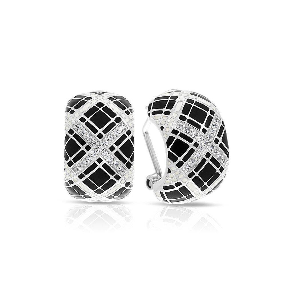 Belle e'toile Sterling Silver Tartan Black Earrings