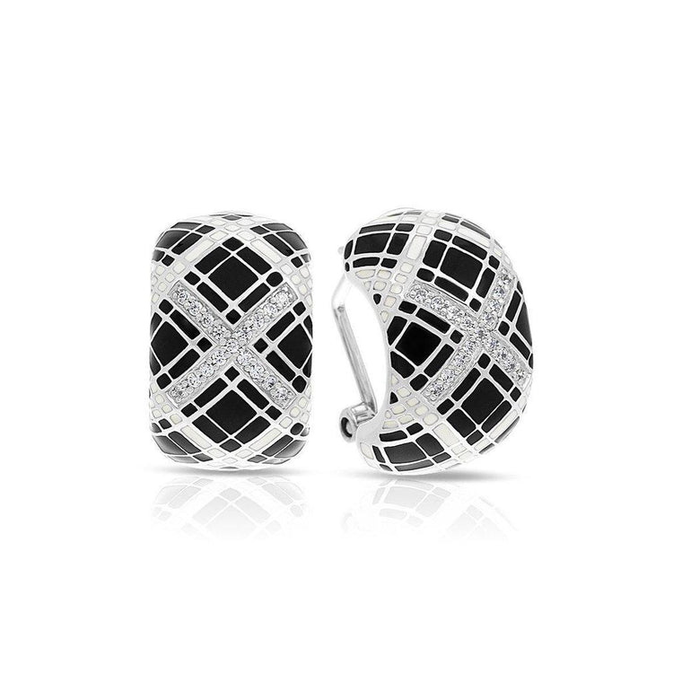 Belle e'toile Sterling Silver Tartan Black Earrings (89851)