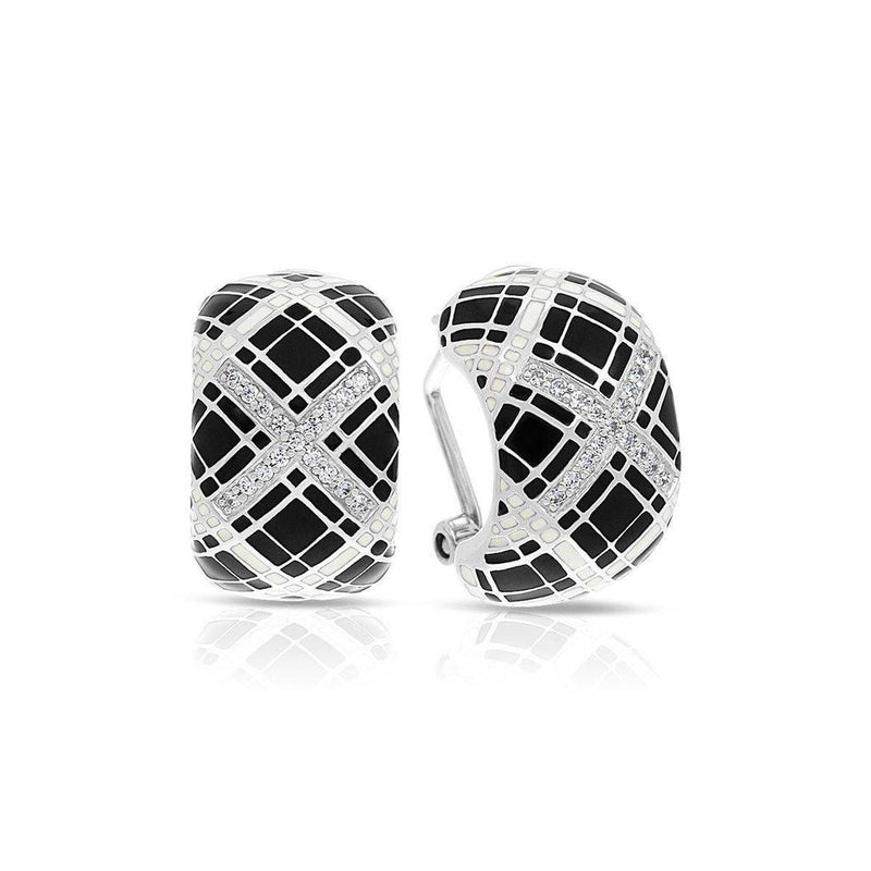 Belle e'toile Sterling Silver Tartan Black Earrings