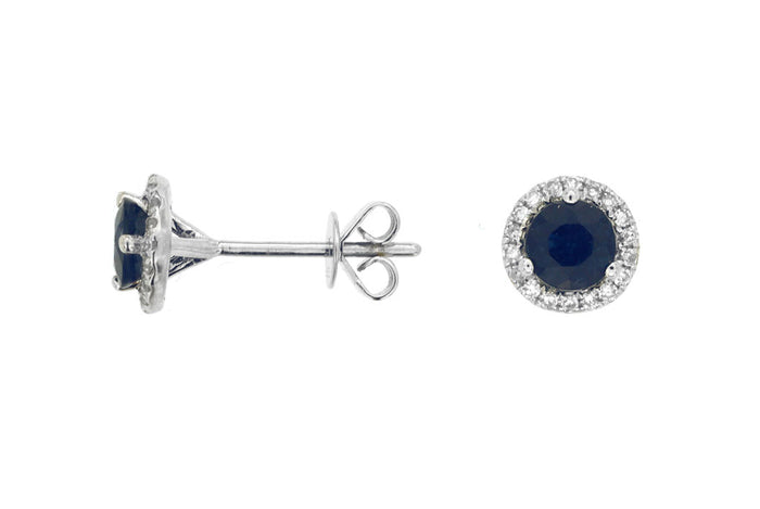 14K White Gold Diamond and Sapphire Earrings