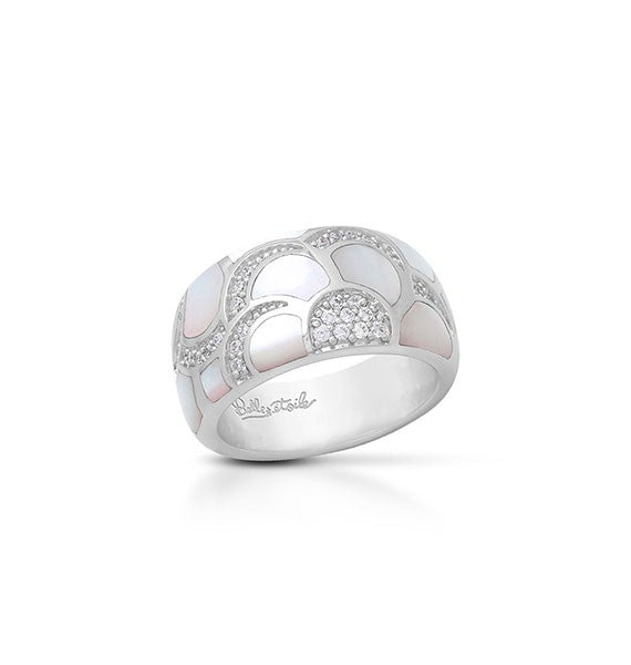 Belle e'toile Sterling Silver Adina White Mother of Pearl Ring, Size 7 (91827)