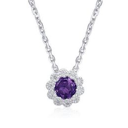 Ron Rosen 14K White Gold Amethyst and Diamond Halo Slide Pendant