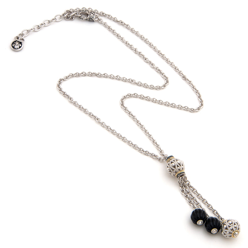 Andrea Candela Sterling Silver and 18K Yellow Gold Black Onyx Necklace