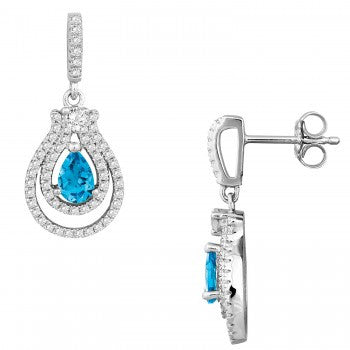 Bellissima Blue and White Topaz Teardrop Earrings
