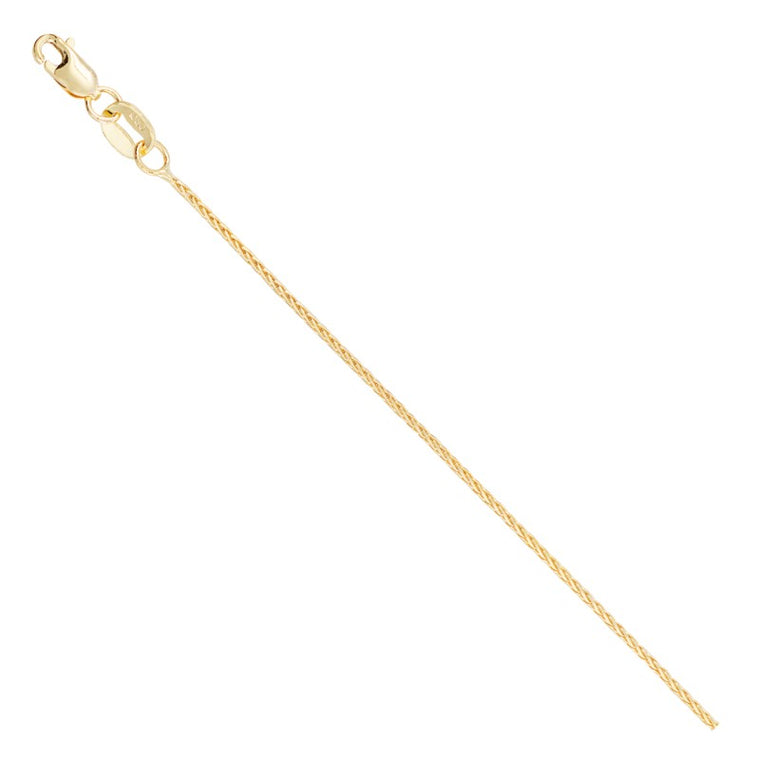 14K Yellow Gold .9mm Diamond Cut Wheat Chain 18