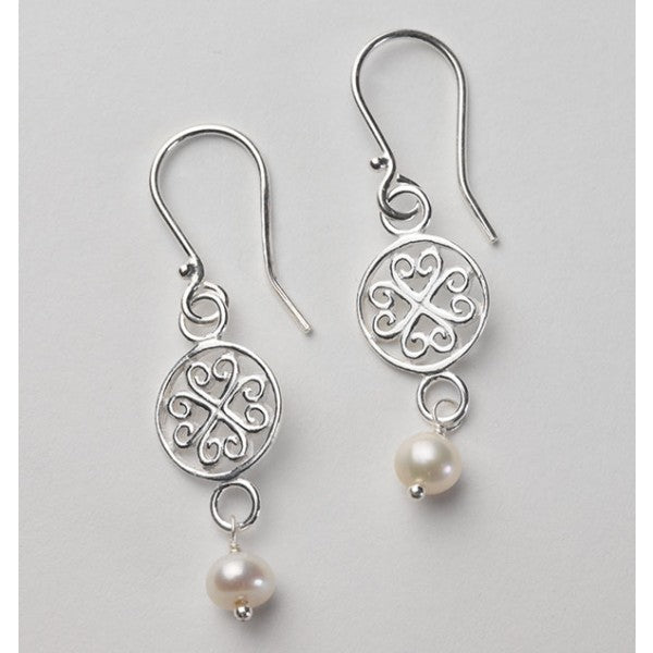 Southern Gates Sterling Silver Scroll Pearl Earrings