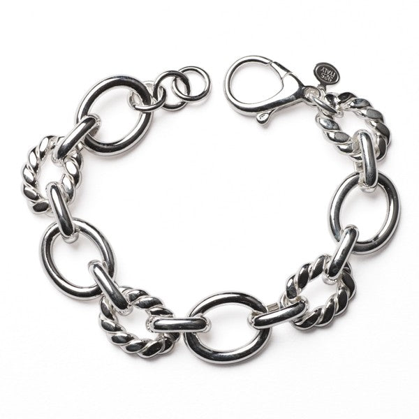 Southern Gates Sterling Silver Alternating Twist Oval Link Bracelet, 8